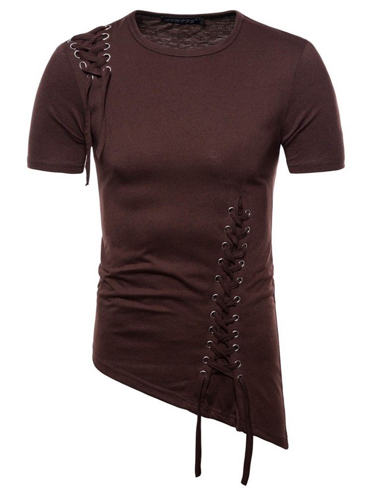 Vanlig Slimmad Asymmetrisk T-Shirt För Män