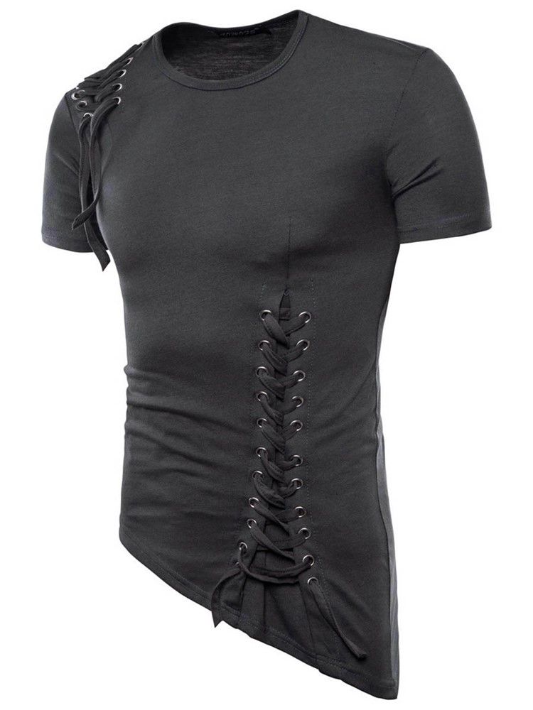 Vanlig Slimmad Asymmetrisk T-Shirt För Män