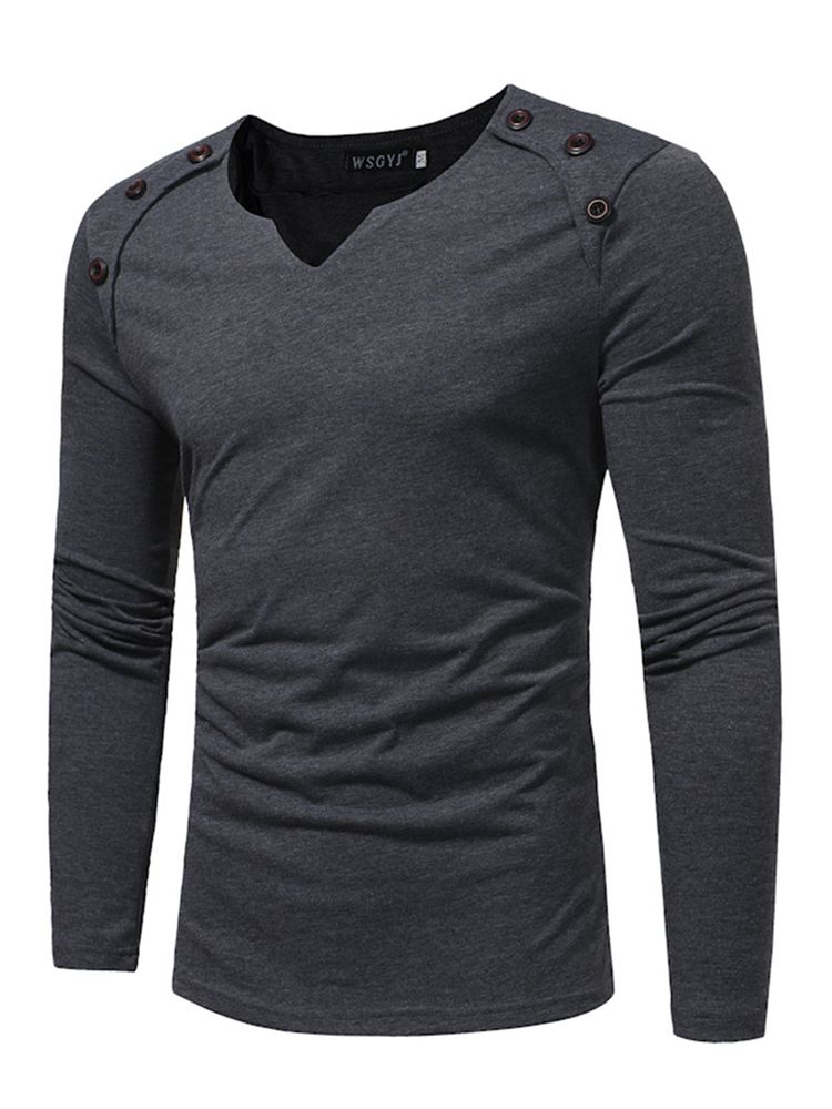 Vanlig V-Ringad T-Shirt För Män