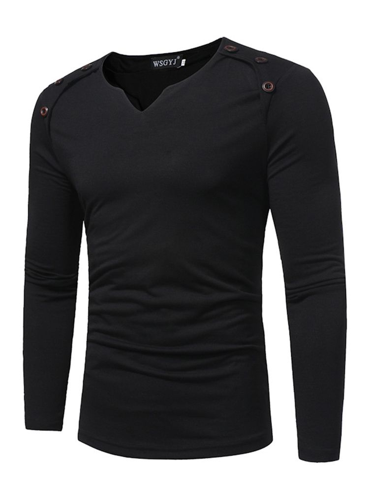 Vanlig V-Ringad T-Shirt För Män