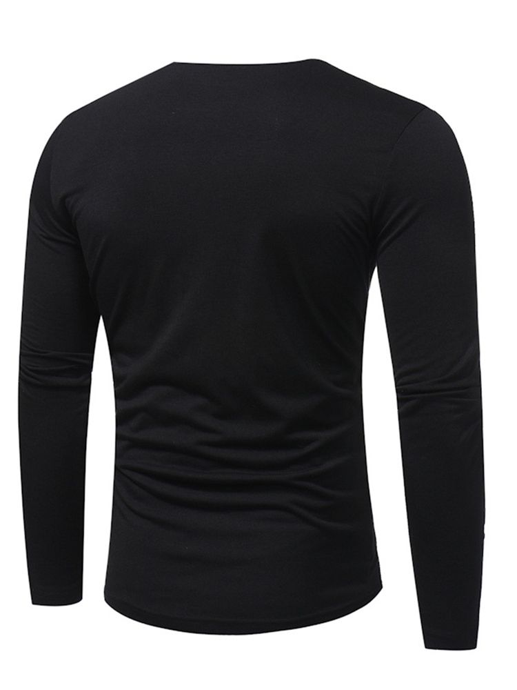 Vanlig V-Ringad T-Shirt För Män