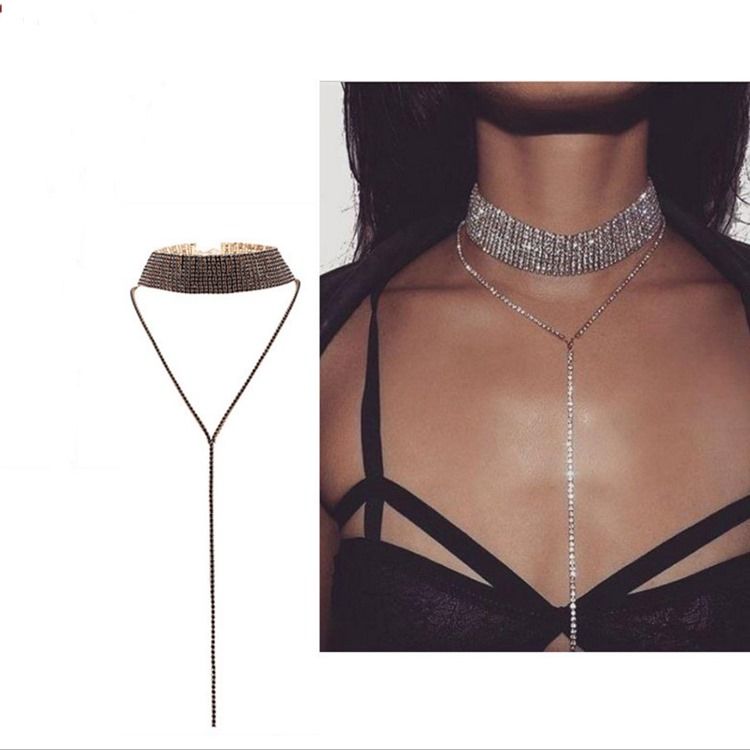 Glittrande Full Rhinestone Choker Halsband