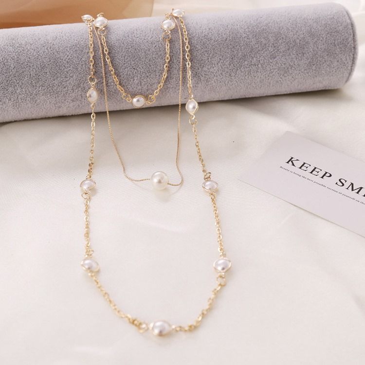 Sweet Pearl Inläggningar Kvinnliga Halsband