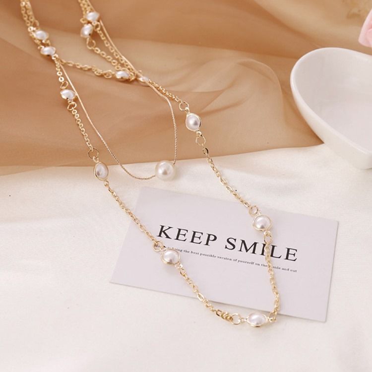 Sweet Pearl Inläggningar Kvinnliga Halsband