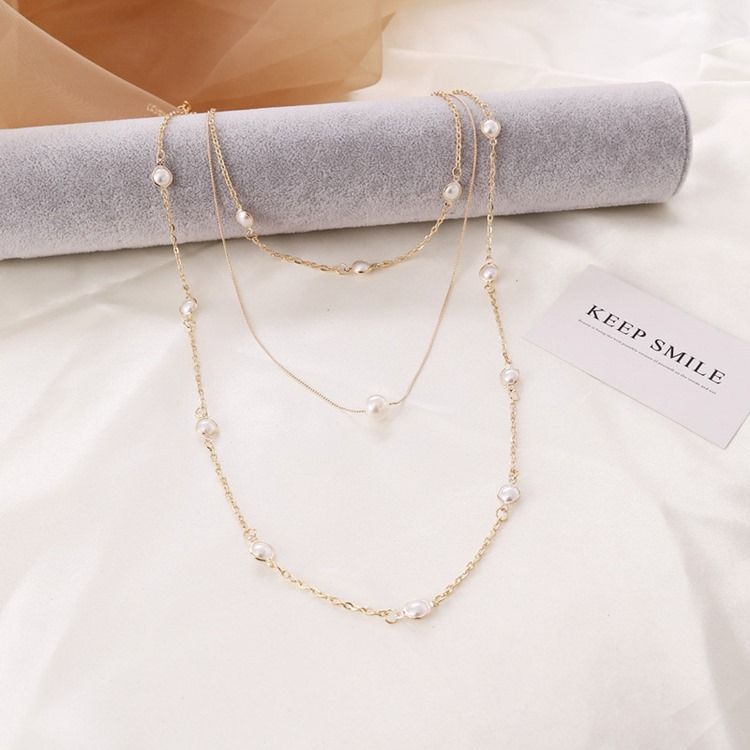 Sweet Pearl Inläggningar Kvinnliga Halsband