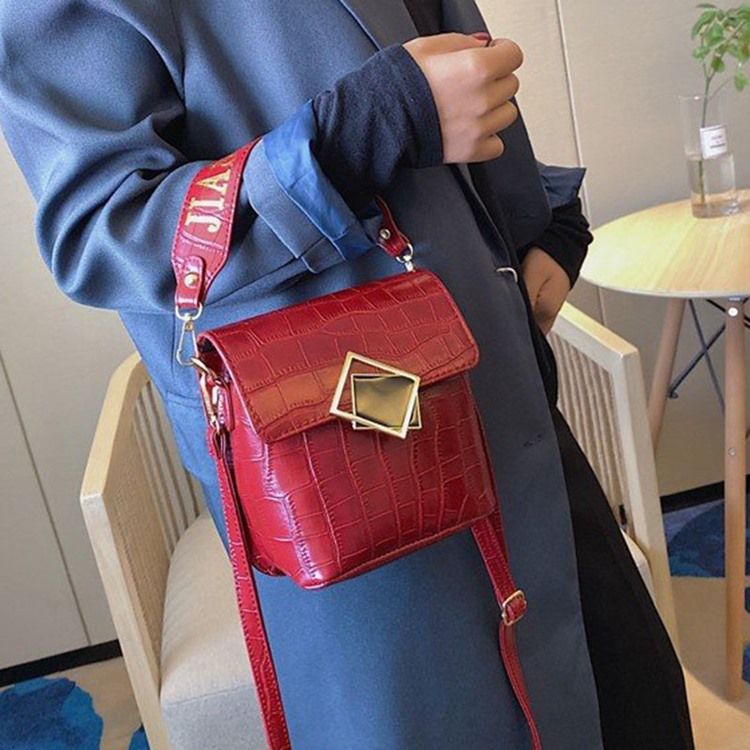 Alligator Pu Embossing Rektangel Casual Tygväskor