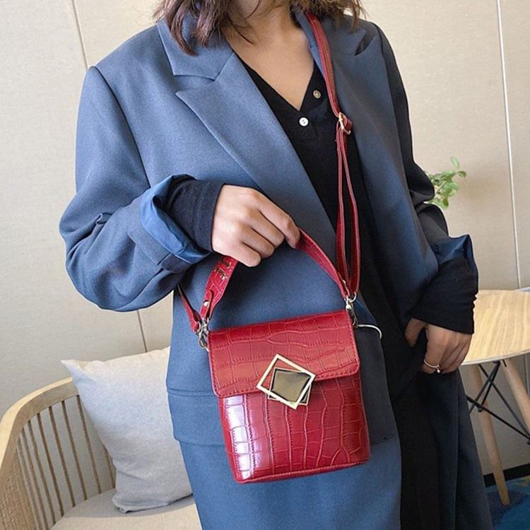 Alligator Pu Embossing Rektangel Casual Tygväskor