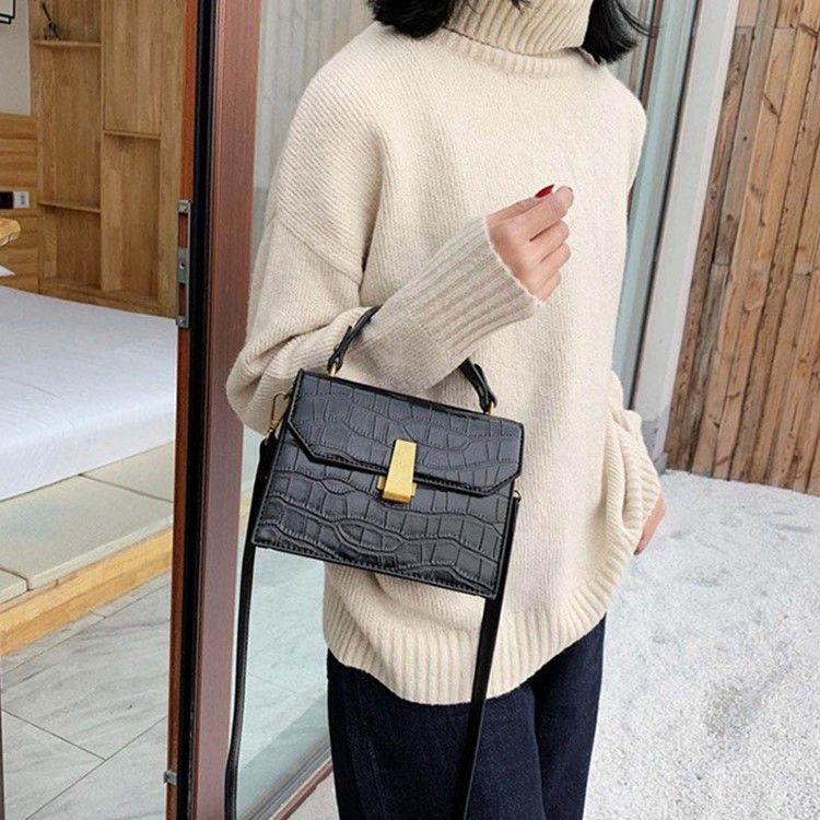 Alligator Pu Lock Flap Casual Tygväskor