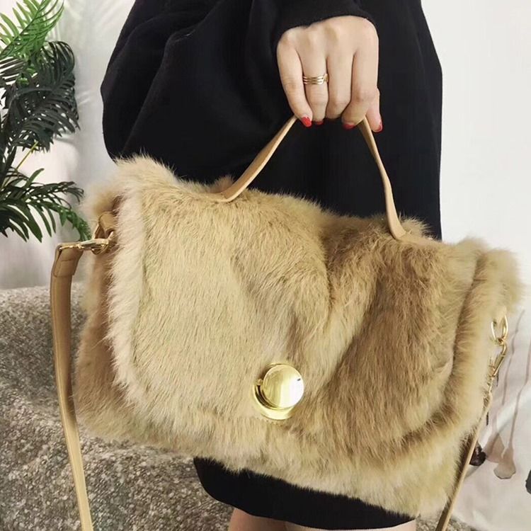 Faux Fur Lock Vanliga Rektangulära Tygpåsar