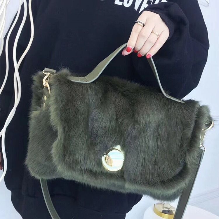 Faux Fur Lock Vanliga Rektangulära Tygpåsar