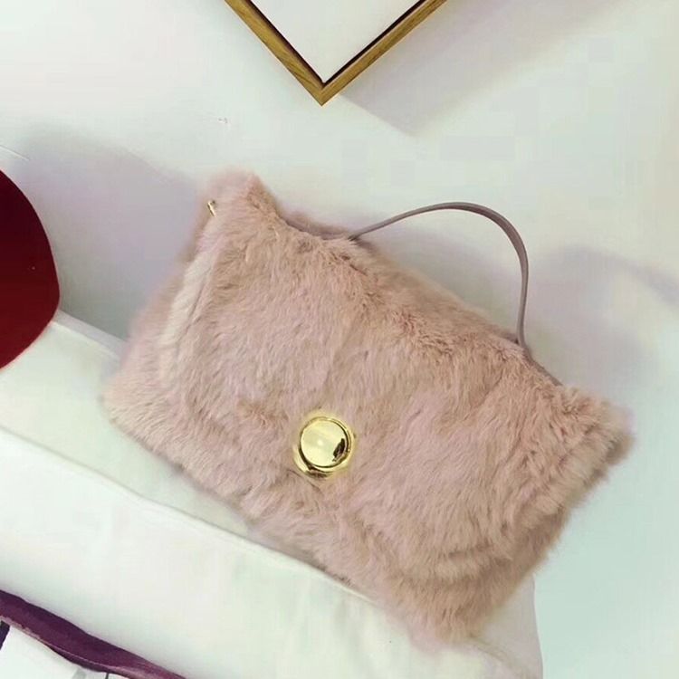Faux Fur Lock Vanliga Rektangulära Tygpåsar