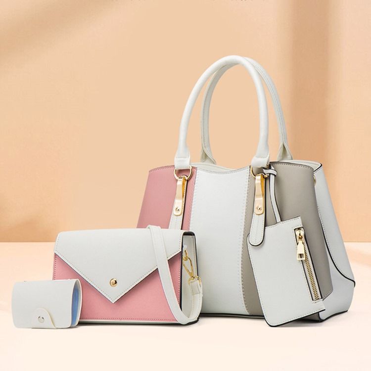 Pu Color Block Geometriska Tygpåsar
