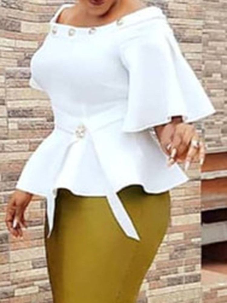 African Fashion Flare Sleeve Off Shoulder Blus