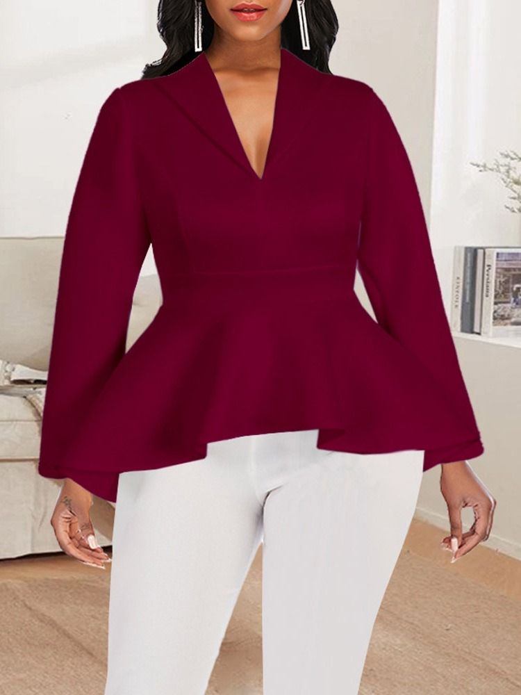 Vanlig Falbala Ruffles Långärmad Blus