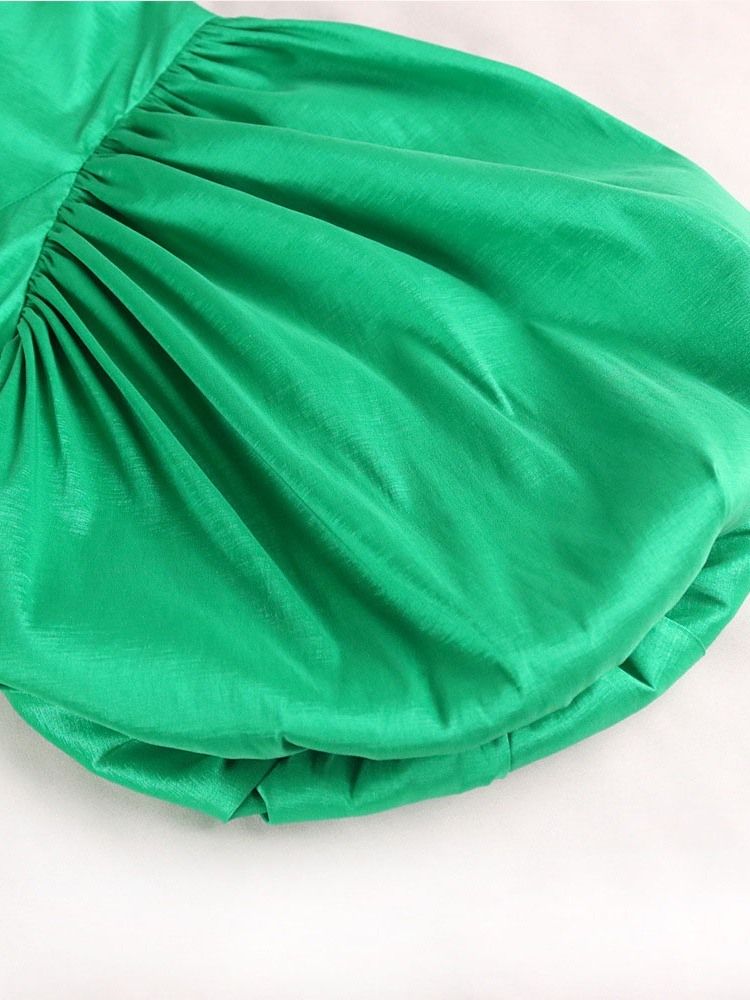 Vanlig Puffärm Rund Hals För Kvinnor Standard Halvärm Blus