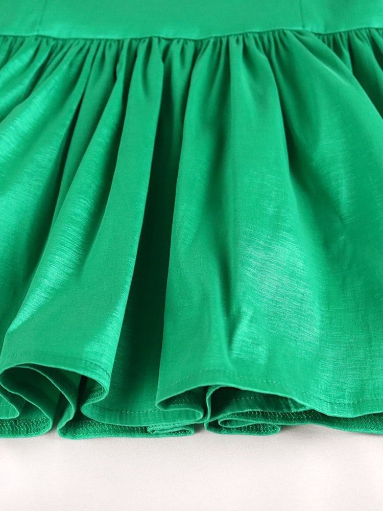 Vanlig Puffärm Rund Hals För Kvinnor Standard Halvärm Blus