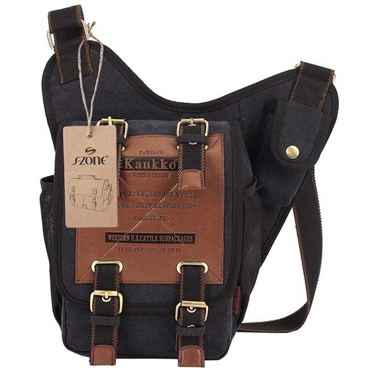 Vintage Läder Military Utility Axelväska