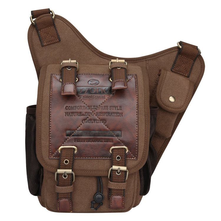 Vintage Läder Military Utility Axelväska