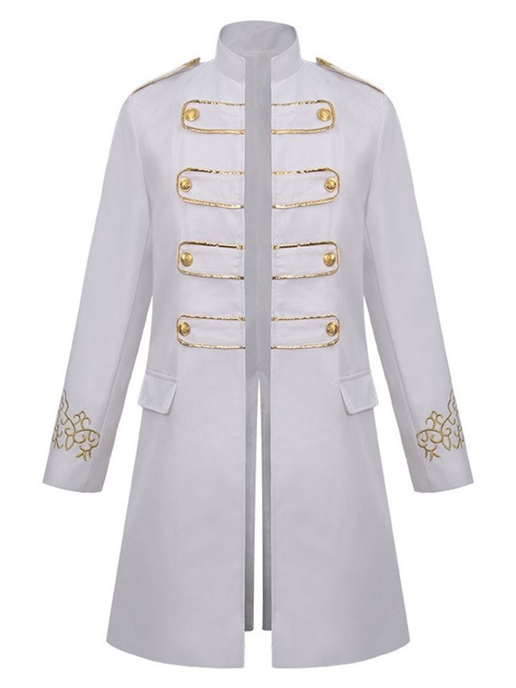 Broderi Stativ Krage Lång Mode Singel Mäns Trenchcoat