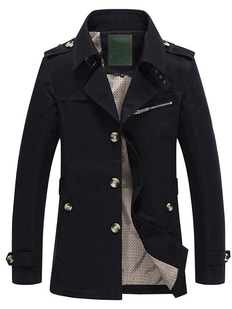 Dragkedja Vanlig Standard Koreansk Trenchcoat