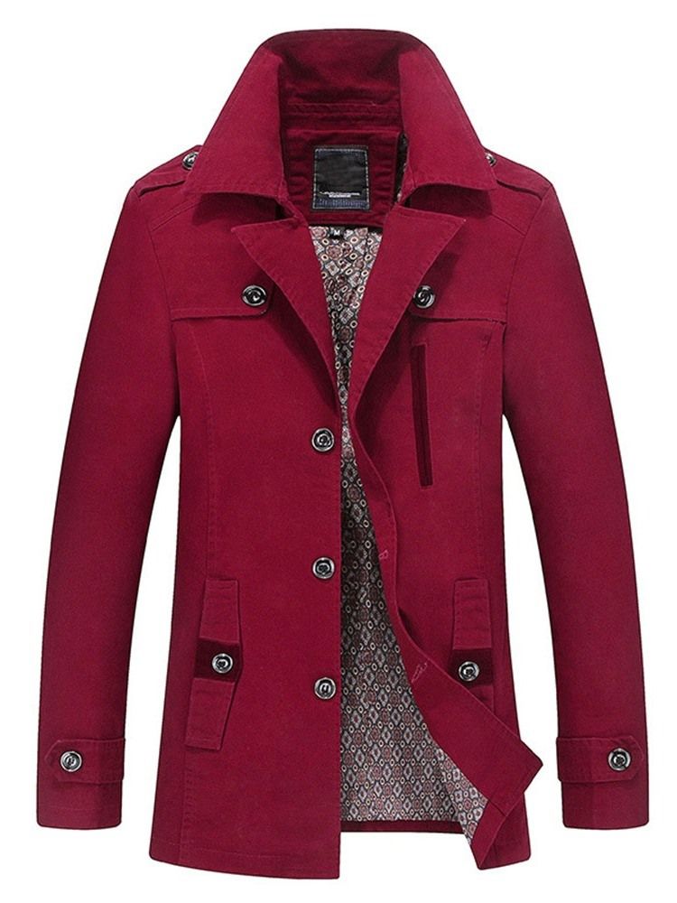 Färgblock Standardknapp Höst Casual Trenchcoat
