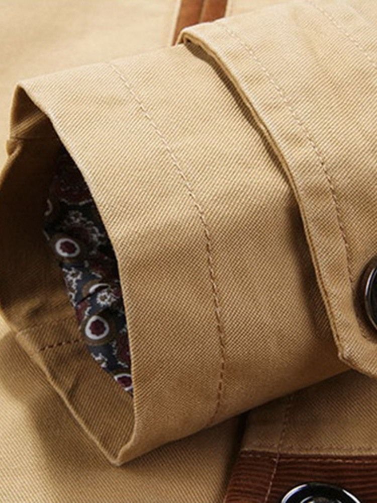 Färgblock Standardknapp Höst Casual Trenchcoat