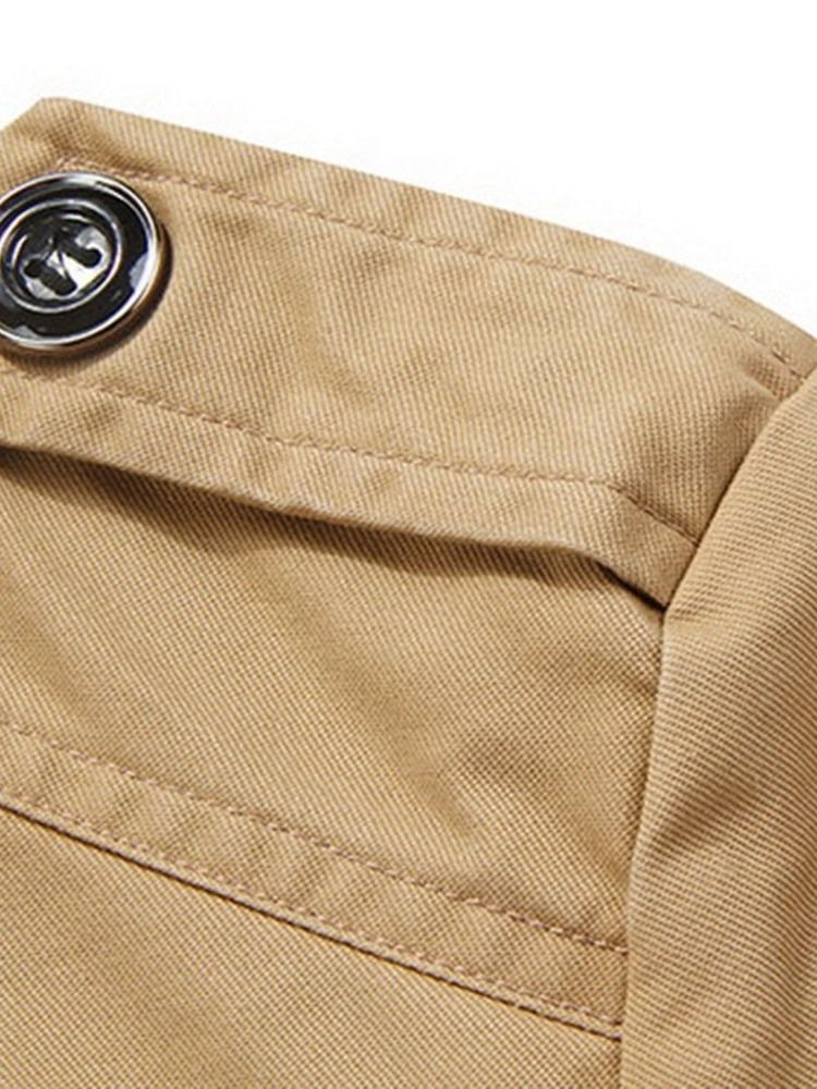 Färgblock Standardknapp Höst Casual Trenchcoat