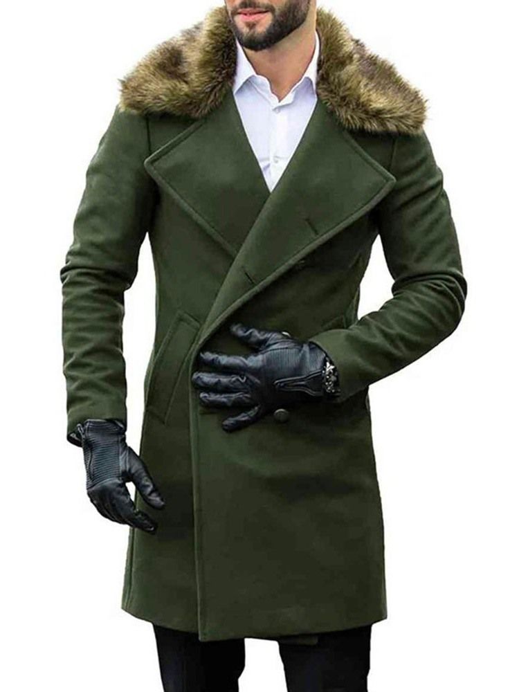 Knapp Enfärgad Lapel Dubbelknäppt Casual Coat
