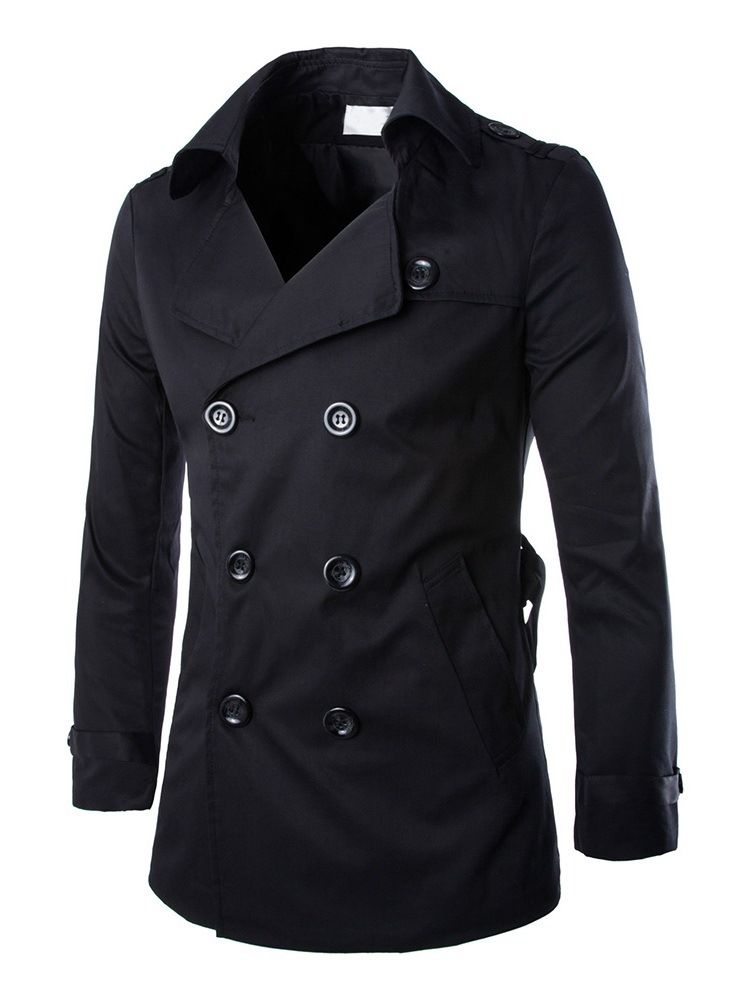 Knapp Vanlig Standard Dubbelknäppt Smal Trenchcoat