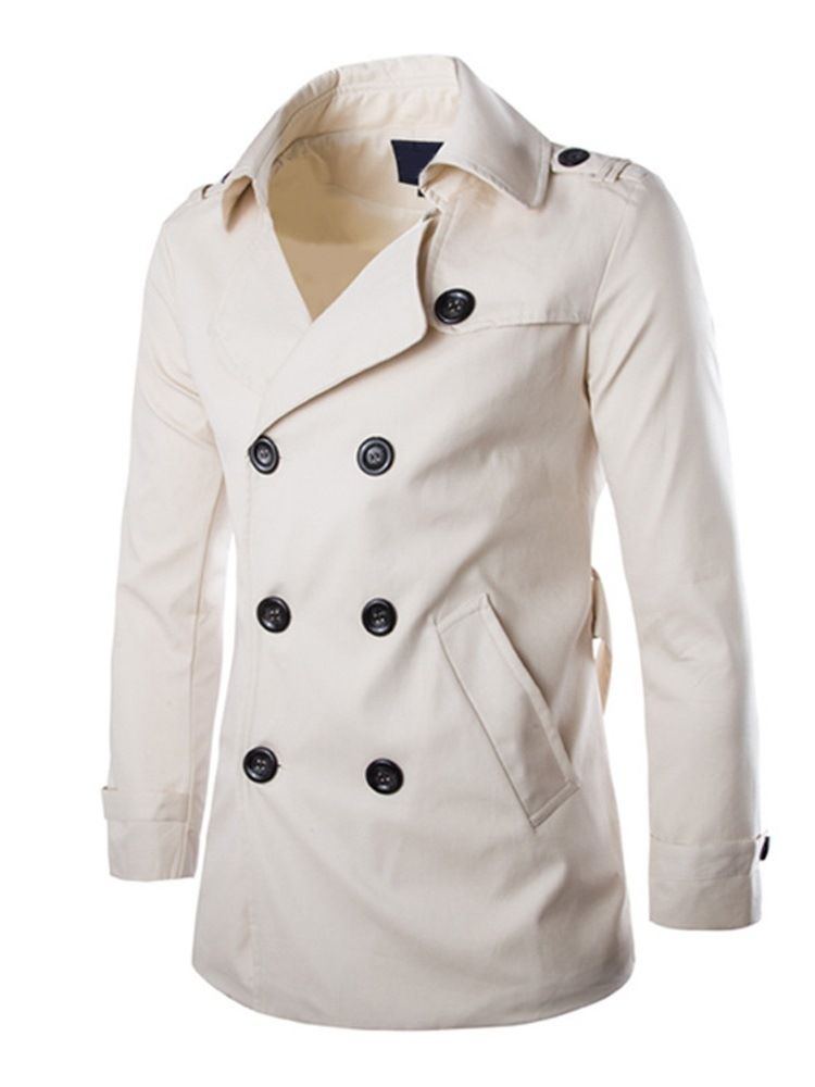Knapp Vanlig Standard Dubbelknäppt Smal Trenchcoat