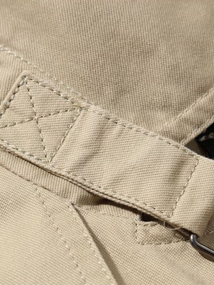 Lapel Medellång Slät Enkel Trenchcoat För Män