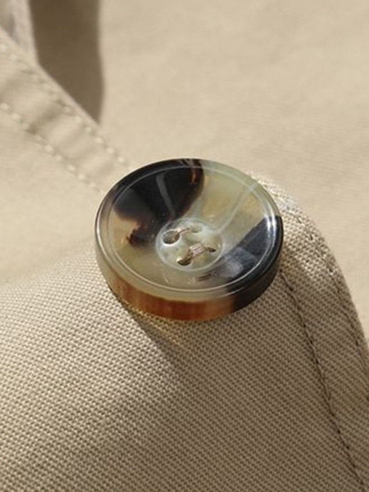 Lapel Medellång Slät Enkel Trenchcoat För Män