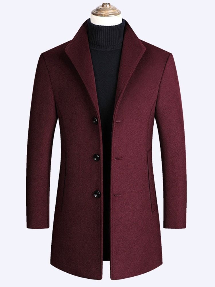 Lapel Vanlig Mellanlång England Enkelknäppt Kappa