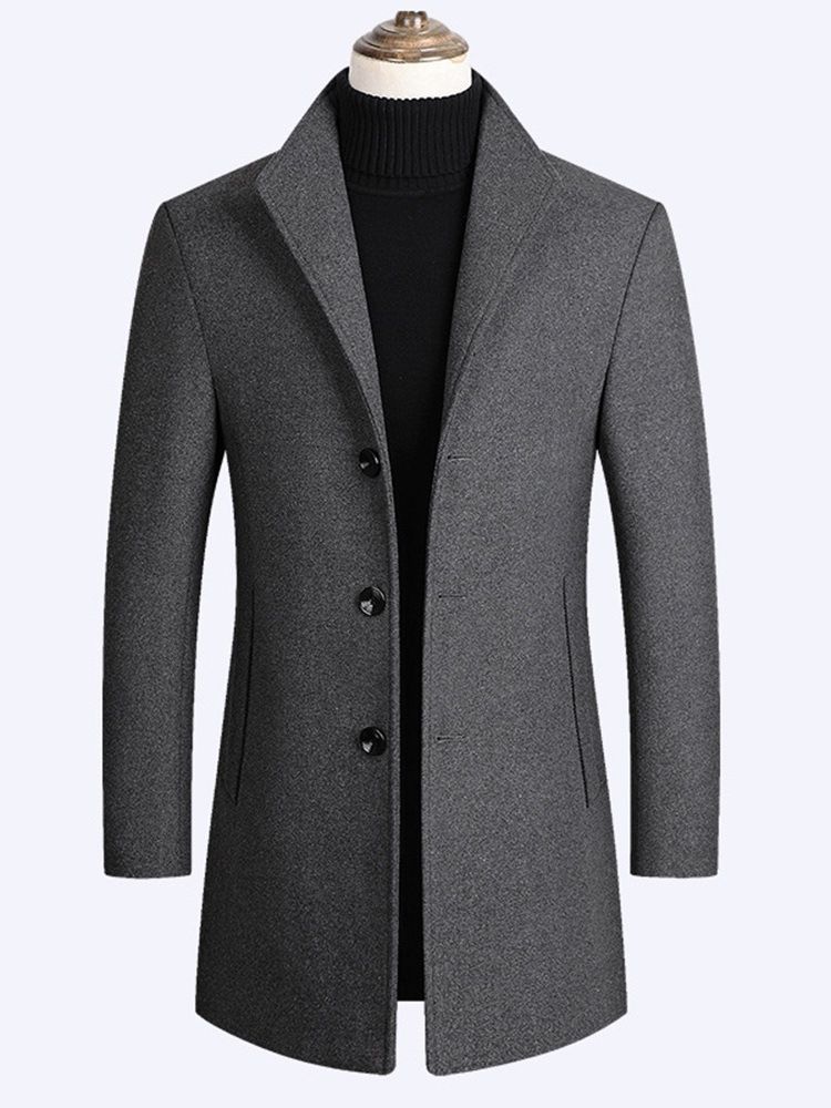Lapel Vanlig Mellanlång England Enkelknäppt Kappa