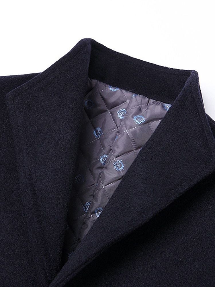 Lapel Vanlig Mellanlång England Enkelknäppt Kappa