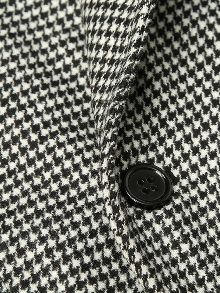 Medellånga Lapel Houndstooth European Slim Coat