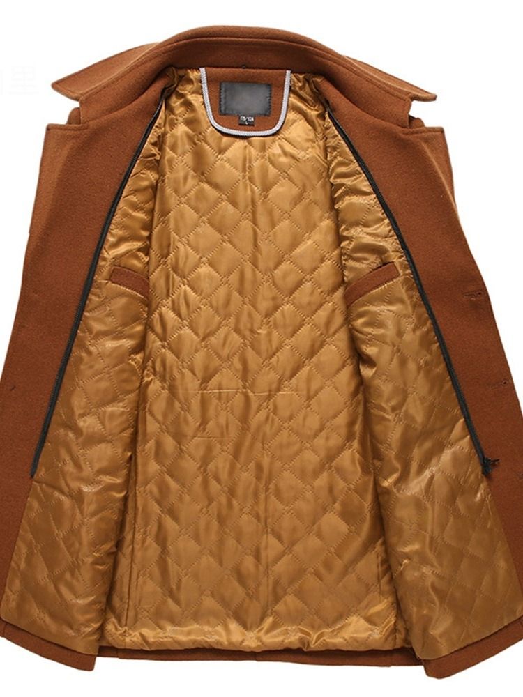 Mellanlängd Naggad Lapel Color Block Slim Fall Coat