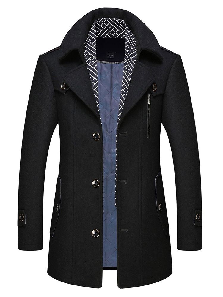 Mellanlängd Naggad Lapel Color Block Slim Fall Coat