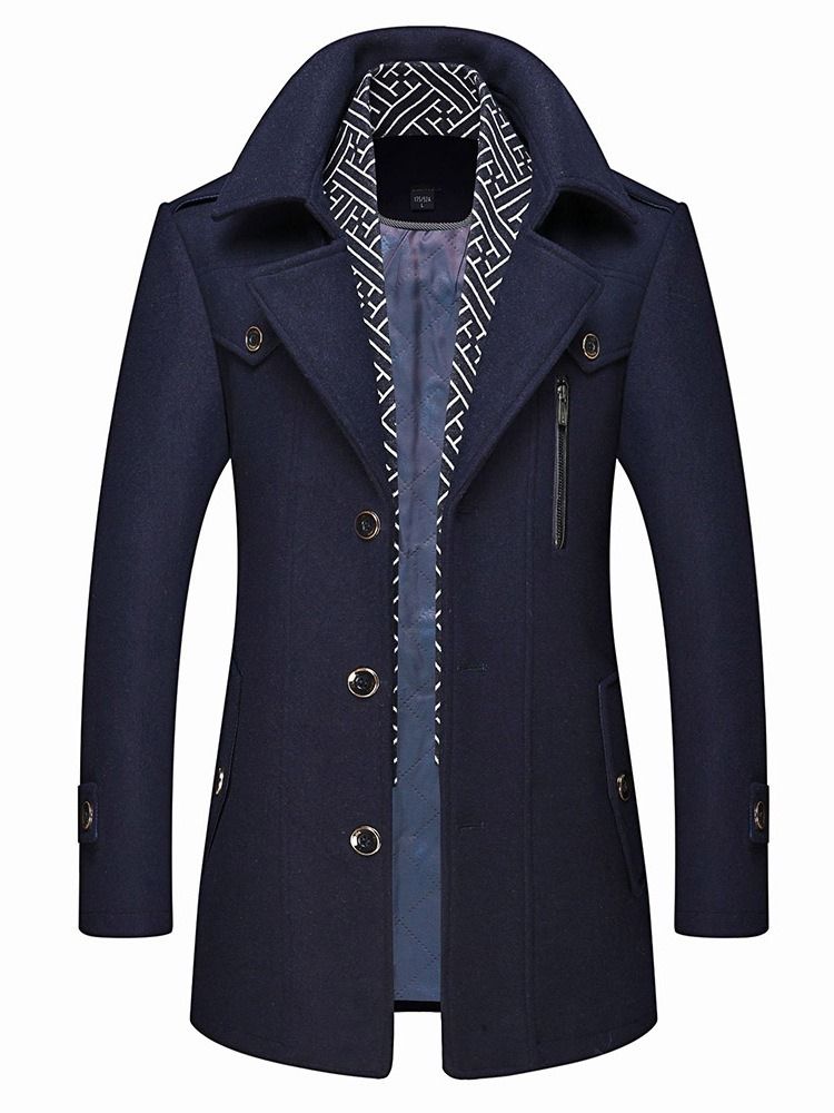 Mellanlängd Naggad Lapel Color Block Slim Fall Coat