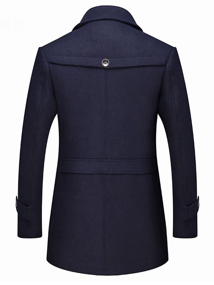 Mellanlängd Naggad Lapel Color Block Slim Fall Coat