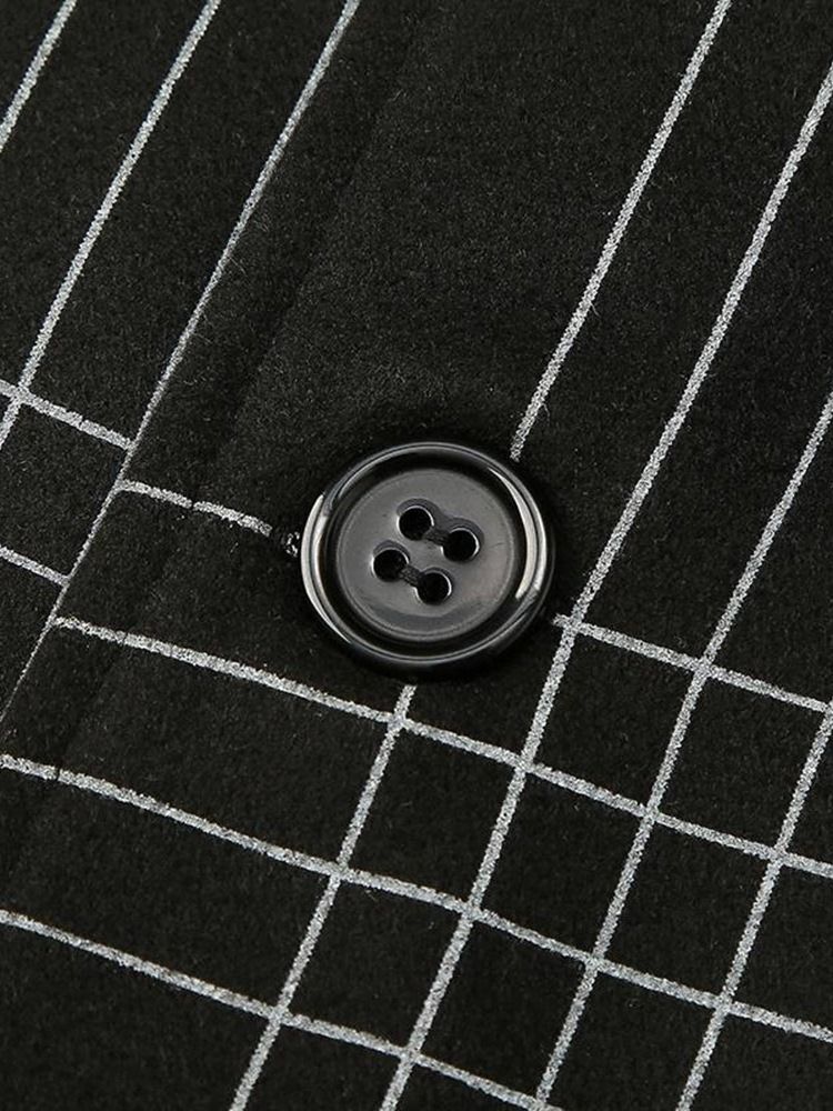 Mellanlångt Lapel Plädad Koreansk Smal Kappa