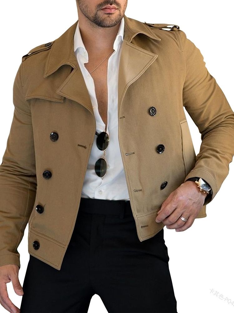 Standard Lapel Plain Slim Fall Trench Coat