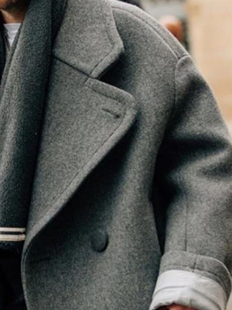 Standard Lapel Vanlig Vinter European Coat
