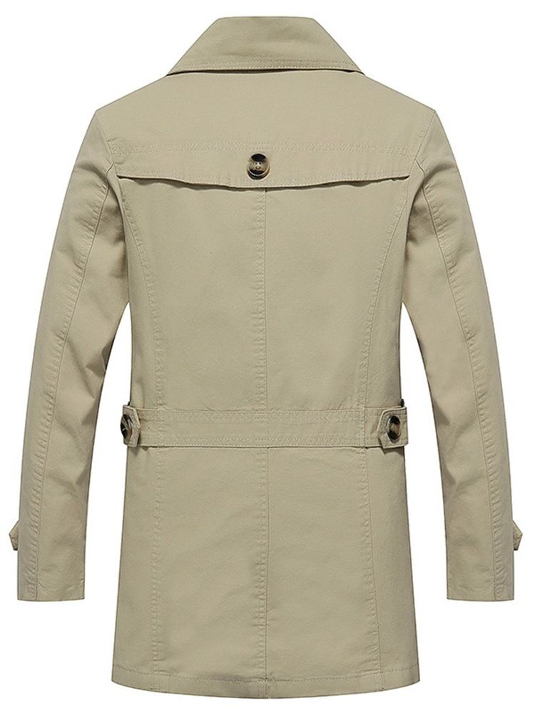 Vanlig Knapp Slim Mellanlång Casual Trench Coat För Män