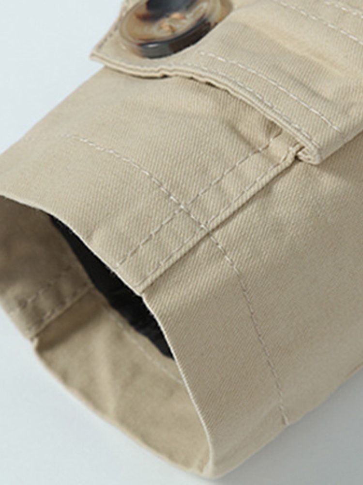 Vanlig Knapp Slim Mellanlång Casual Trench Coat För Män