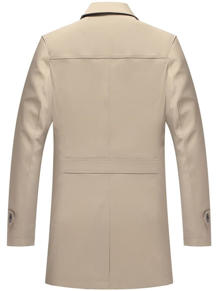 Vanlig Lapel Medellång Höst Casual Trenchcoat För Män