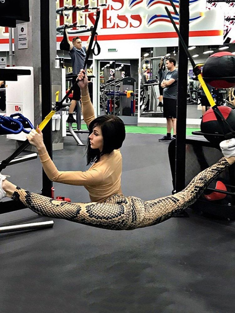 3D Ormskinnsmönstertryck För Kvinnor Yoga Leggings Yogabyxor Tiktok Leggings Med Hög Midja