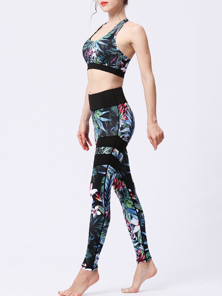 Ärmlös Fullängds Yoga Gym Sportset För Kvinnor