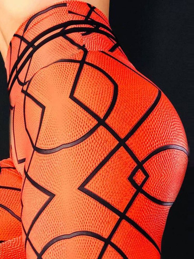 Andas Geometriskt Polyestertryck Löpande Hellängds Yogabyxor Tiktok-Leggings Med Hög Midja