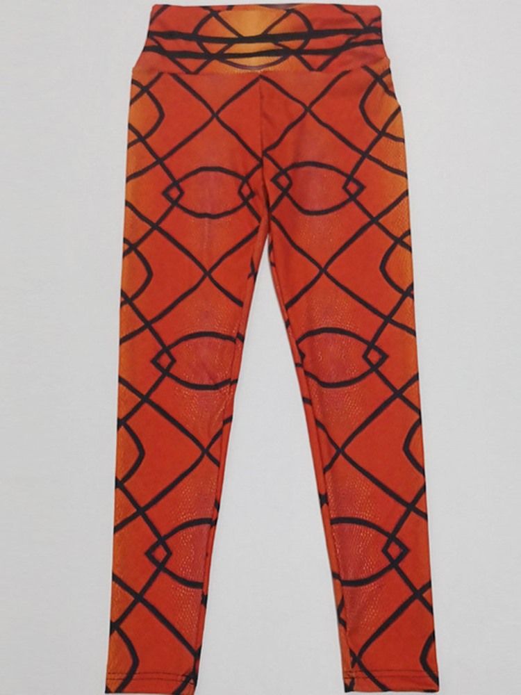 Andas Geometriskt Polyestertryck Löpande Hellängds Yogabyxor Tiktok-Leggings Med Hög Midja